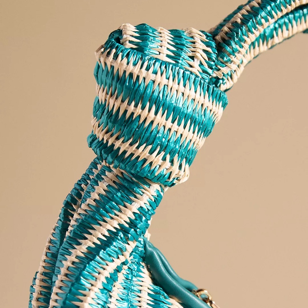 NWT Melie Bianco Anthropologie Brigitte Striped Raffia Large Beachy Bag Summer - Picture 3 of 15